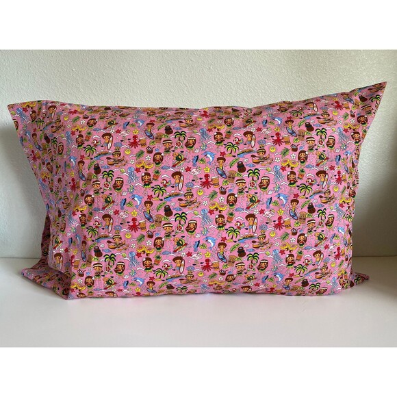 Keiki Summer Pattern Pink Pillowcase | Handmade | 100% Cotton - Picture 1 of 4